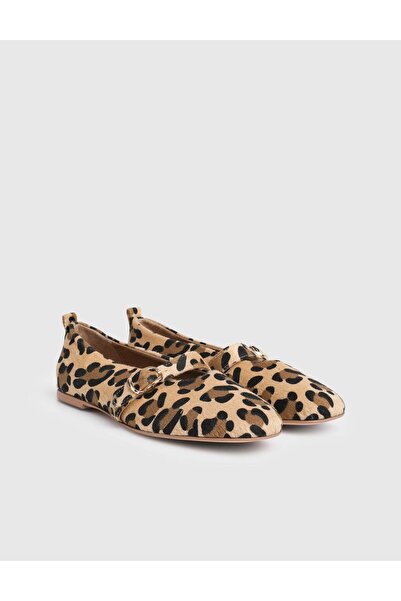 İLVİ Kairi Suede Leather Women's Leopard Patterned Ballerinas