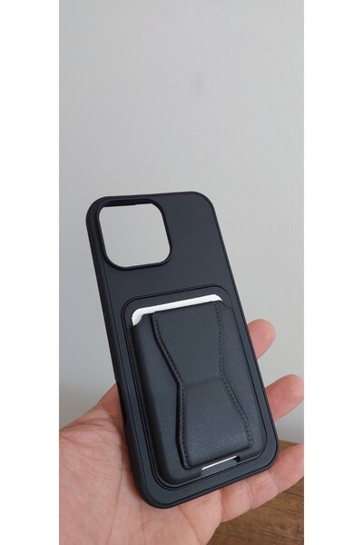 Case I PHONE 16 PRO MAX Siyah Kartvizitli Standlı Kılıf