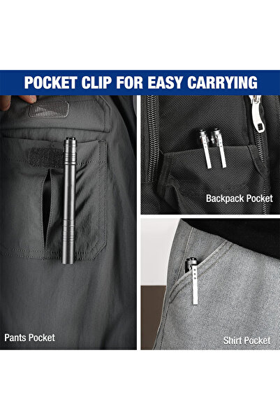 gaman Mini LED El Feneri Kalem Tipi Taşınabilir Metal Gövdeli Cep Feneri Klip...