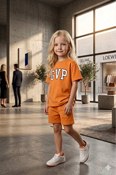 LittlePoffy Pantaloni scurți Tricou Set din două piese 100% bumbac Vară Overs...