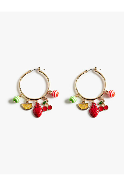 Koton Multicolored Dangle Hoop Earrings with Fruit Charms - X Sibil Çetinkaya