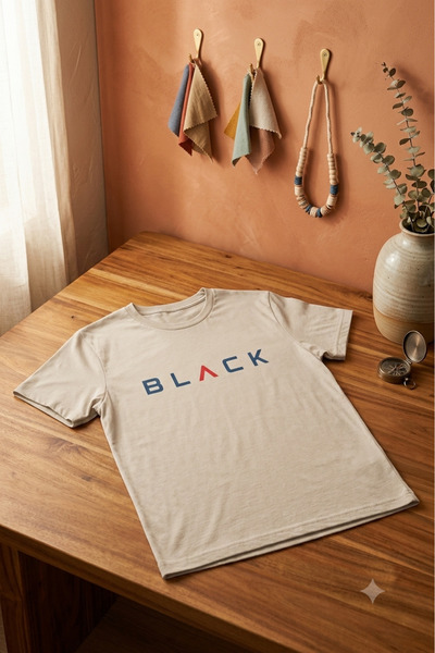 UNCİA OUTDOORS Men's Black Printed Crew Neck Oversized Wide Fit T-Shirt