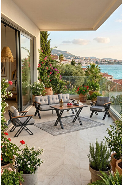 MOGARD Bahçe Balkon Mobilyası 3+1+1, Masa Sandalye , Kanepe Koltuk Mobilyası