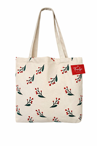 Faralya Life 42*38cm 30 cm Sap Uzunluğunda Kadın Çanta %70 pamuk %30 Polyester Plaj Çantası Çiçekli Kullanışlı Omuz Çantası