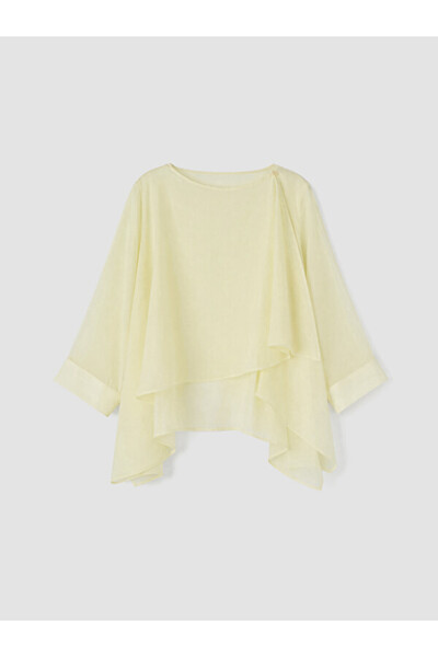 LC Waikiki Rmz Gi̇yi̇m Farkiyla Wide Roba Collar Ruffled Asymmetrical Cut Blouse