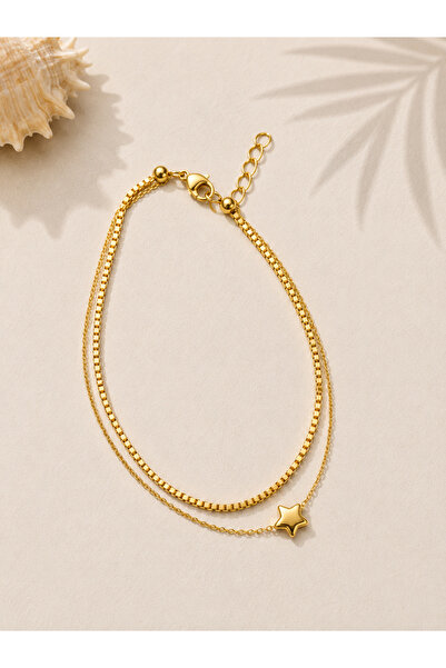 316 L çelik Steel Double Row Heart Chain Anklet