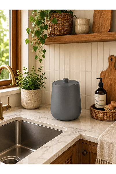 Zigzag Home Decorative Bohemian Style Concrete Trash Can for Kitchen Countert...