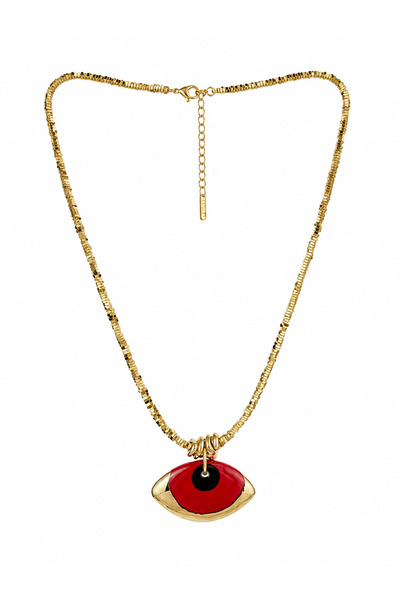 Sense of Atelier Zareya Hematite Stone Evil Eye Pendant-Red