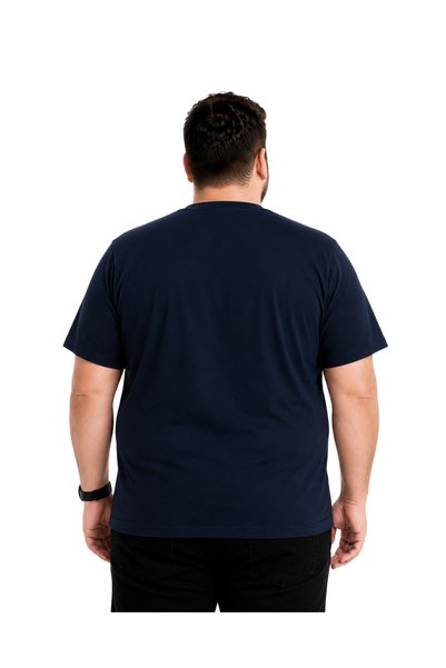 BattalModa Men's Plus Size Navy Blue Crew Neck Short Sleeve Overcome T-Shirt 3Xl-4Xl-5Xl-6Xl