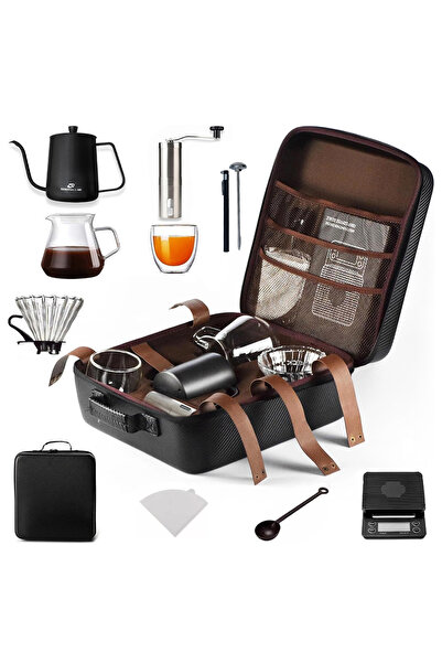 Generic 9-Piece Travel Pour Over Coffee Maker Set with Grinder, Scale & Carry...