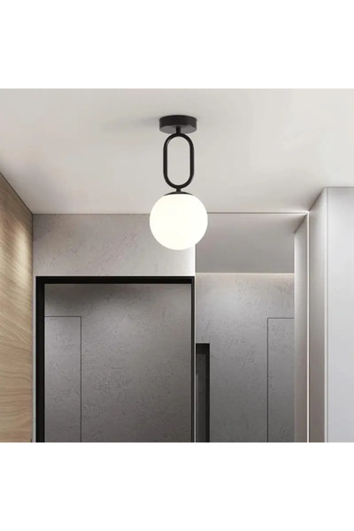 luminastar Candelabru minimalist negru 1xE27 (Glob de sticlă alb, Corp negru)