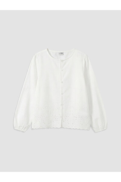 LC Waikiki Ozmarka New Season Long Sleeve Scallop Detailed Girls' Shirt