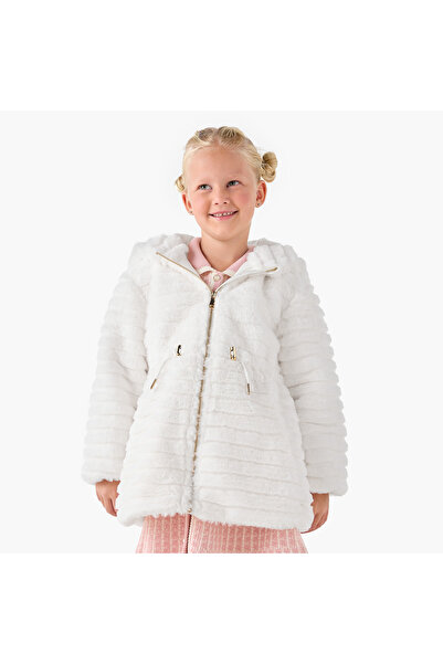 ELIGO Textured Hooded Jacket with Long Sleeves