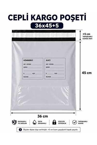 TR Cargo Bag with Pockets 36X45+5 No:3 Self-Adhesive 100 Pieces Medium Size