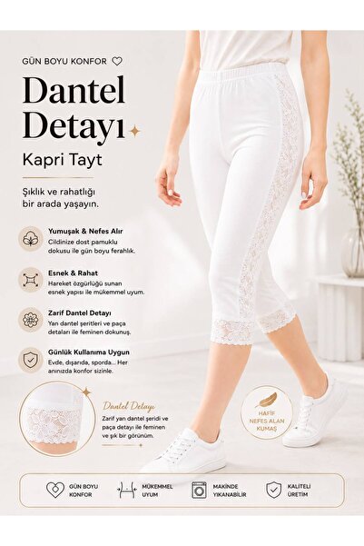 twenty ipek Women's Side Ruched Capri Leggings - 90% Cotton