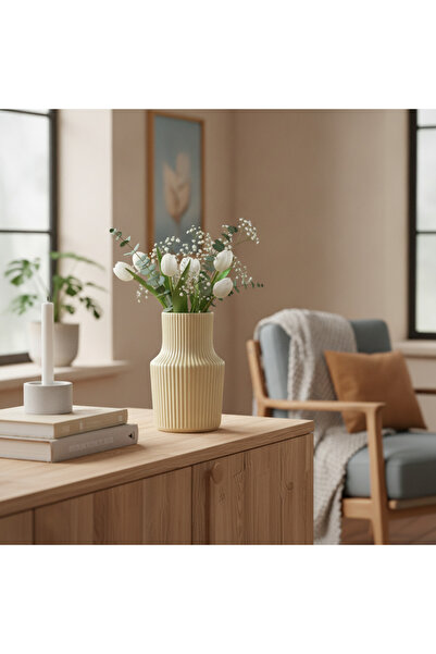 OEM Vază Ceramică Crem 15 cm