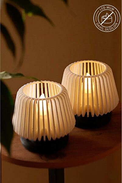 RubaTrend Dekoratif Led Tealight Mumluk | Masaüstü Aydınlatma | 2'li Set