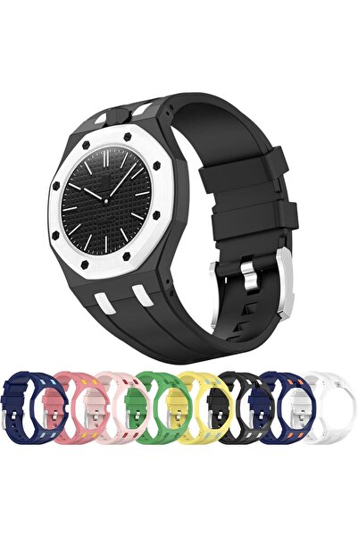 Spon Durable Silicone Strap with Anti-shock Frame for Swatch x AP Royal Pop W...