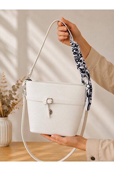 chocolatebag Women's Box Model Fular Detail Double Strap Crossbody Bag