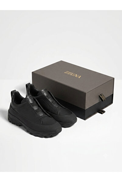 NEW ZEGNA Men's Triple Stitch Monte Sneakers in black