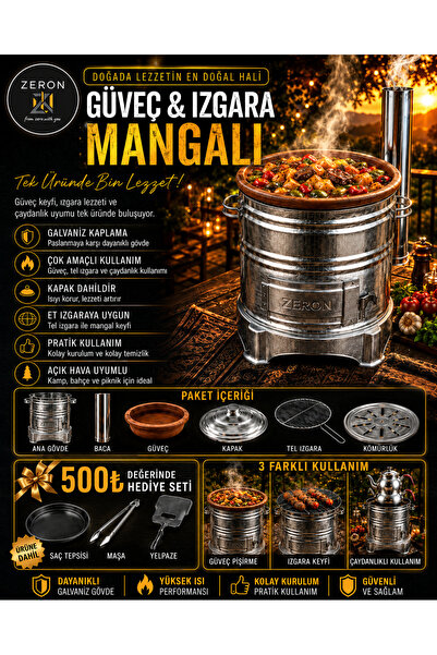 Zeronn Güveç Mangal Toprak Tandır Kavurma Tavası Ayrı Gözleme Yufka Ekmek Saç...