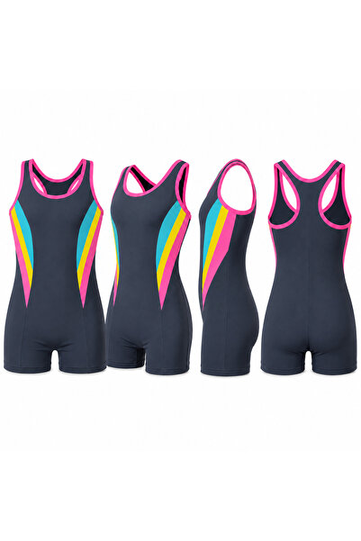 PİAURA Girl's Swimsuit with Shorts - Sporty Cut Model Colorful Design
