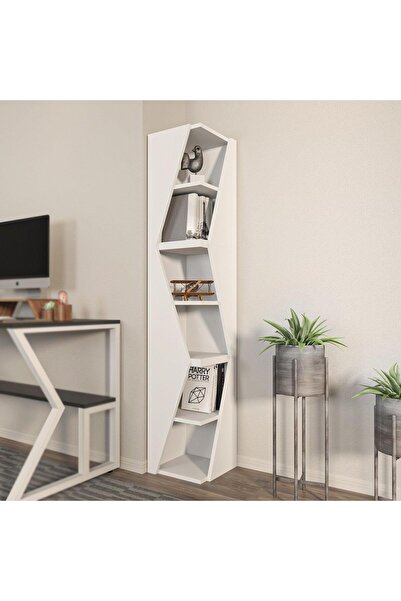 Adore Biblioteca Rawo cu 6 Rafturi Design Elegant, 32x165x32 cm - Alb