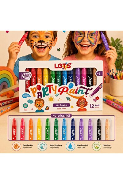 Lets Party Paint Yıkanabilir Yüz ve Vücut Boyası 12 Renk