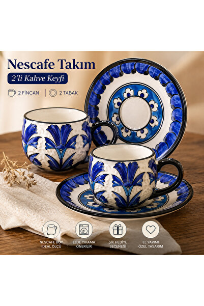 El Yapımı 2’li Seramik Çay & Kahve Fincan Takımı