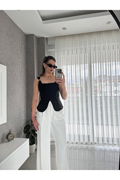 Butik Gold Tokalı Double Kumaş Tasarım Bluz