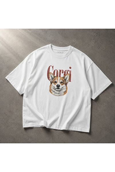 YOLO STREET Υπερμεγέθη λευκό μπλουζάκι unisex από 100% βαμβάκι με στάμπα σκύλ...