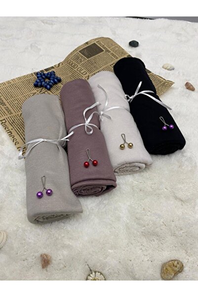 ALTIN DİKİŞ Combed Cotton Shawl Set of 4 Soft Textured Jersey Combed Cotton S...