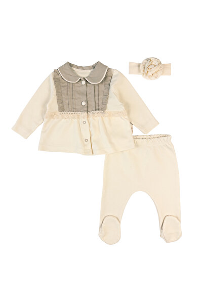 RCB Set Elegant pentru Nou Nascuti si Bebelusi Fete, 3 Piese, Bluzita cu Gule...