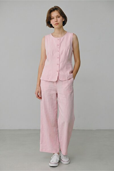 RosePearl Women's Linen Vest Pants Set