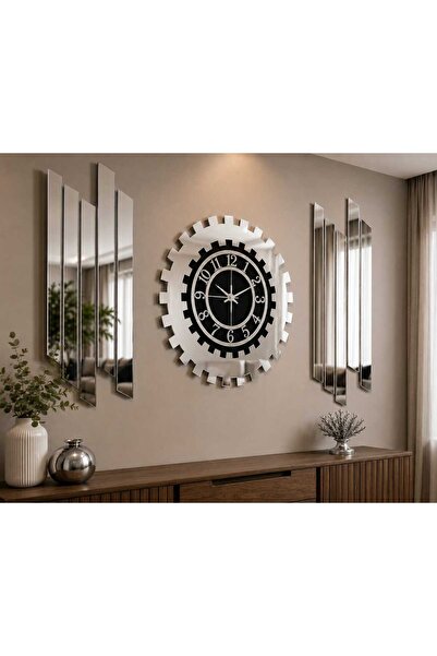 EYKA STORE Büyük Boy Modern Tasarım 3D Kabartmalı Piyano Duvar Saati ve Lambr...