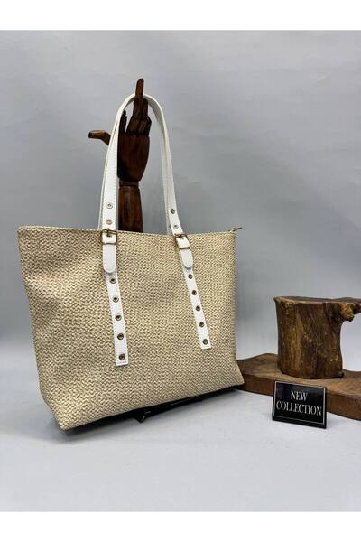 RMY MODA Straw-Look Textured Shoulder Bag with Faux Leather Strap, Daily Brie...