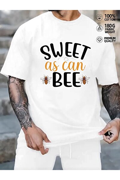 NOURAM تي شيرت رجالي بطباعة مضحكة بعبارة "Sweet As Can Bee"، قميص ثقيل الوزن ...