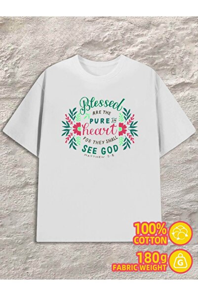 NOURAM Men's Blessed Pure Heart 100% Cotton T-Shirt Soft Breathable Fabric, C...