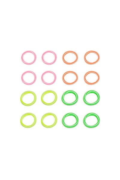OEM Set 16 buc elastice de păr pentru fete cu dungi, multicolore, coafuri vesele