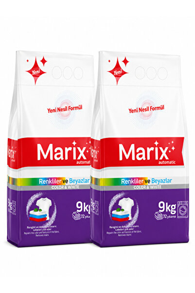 marix Toz Çamaşır Deterjanı Renkliler ve Beyazlar İçin 9 kg x 2 Adet 18 kg 14...