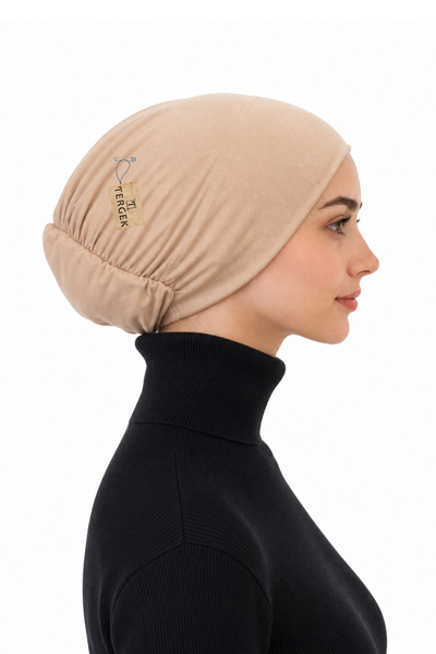 Tergek Elastic Non-Slip Practical Bonnet Beige, Seamless Front Women's Hijab ...