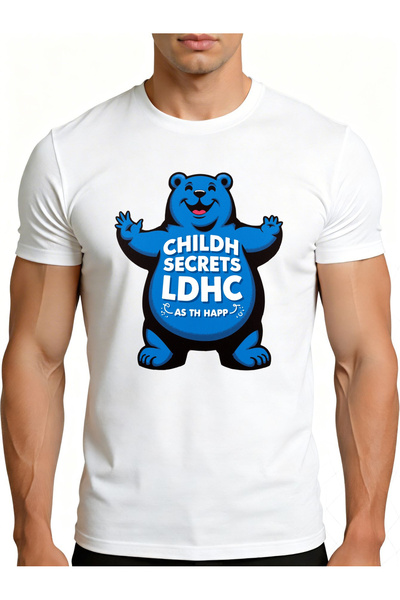 STITCHLY قميص رجالي 100% قطن مع تصميم دب أزرق مبتسم ونص، قماش ناعم وخفيف الوز...