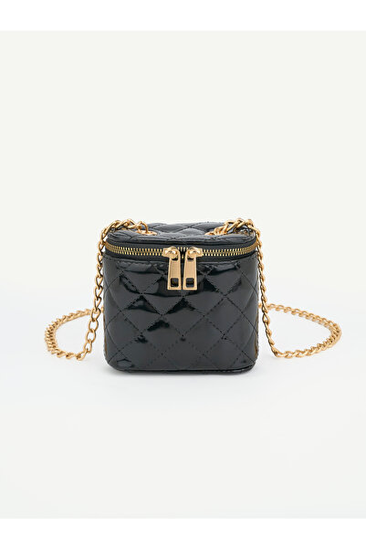 Mojeva Women's Mini Box Quilted Patterned Chain Strap Crossbody Handbag and S...
