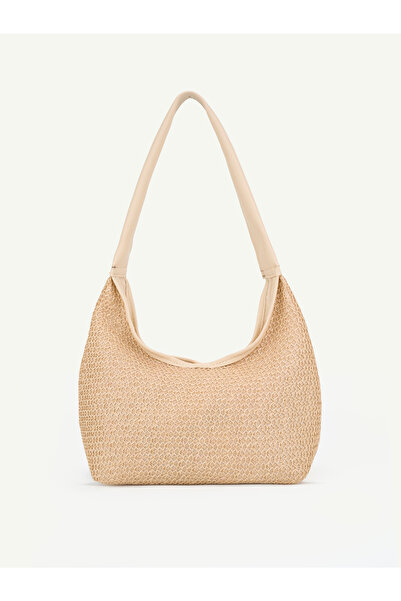 HONEY BAG Mun Wicker Vintage Double Zipper Hand and Shoulder Bag