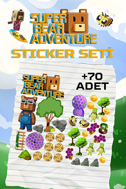 alışveriş kurdu Super Bear Adventure Süper Ayı Sticker Seti Suluk Termos Çant...
