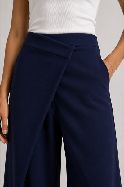 CrepTekstil Crep Women's High Waist Wide Leg Double Fabric Pants with a Doubl...