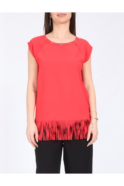Evendi T-Shirt - Κόκκινο - Χαλαρή εφαρμογή