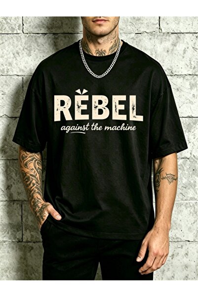 212Wear Rebel Against The Machine Graphic Print Men'S Crewneck T-Shirt Loose ...
