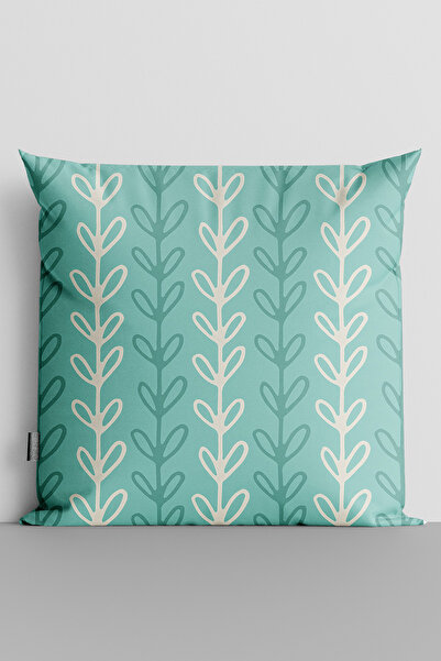 TicaretJet Green and White Vertical Leaves Double Sided Digital Printed Throw...