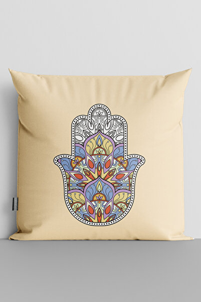 TicaretJet غطاء وسادة مطبوع رقميًا على الوجهين من Hamsa Mandala - 3094